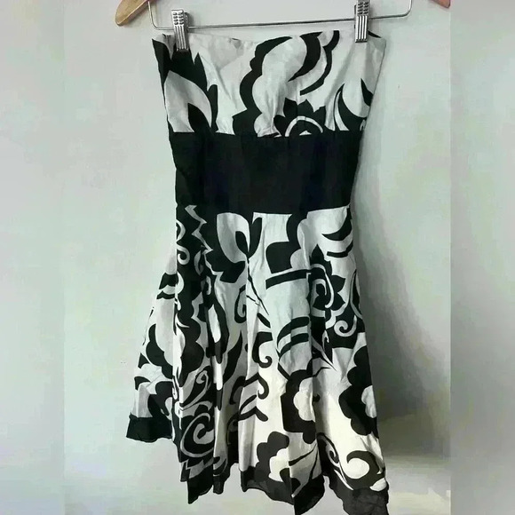 Y2K Costa Blanca Euro Summer Cotton Floral Black White Fairy Core Girl Dress XS - Picture 2 of 15